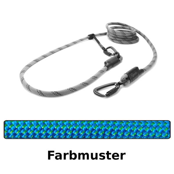 EASYLONG Hundeleine TWIST - L - 2,5m - blau mit grünen Punkten